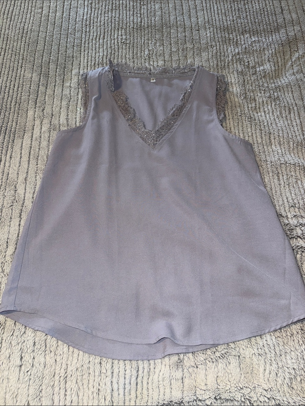 Lace-Trim V-Neck Camisole — Gray